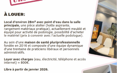 Un cabinet se libère à la Maison de Santé Pluriprofessionnelle de Tomblaine !